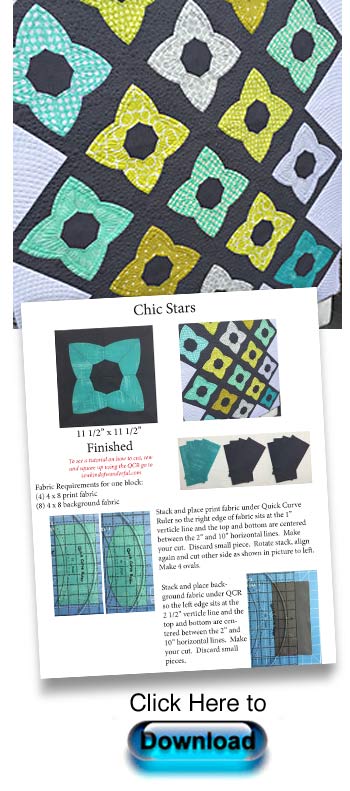 Free Chic Star Pattern that accompanies Quick Corner Curve Ruler (Ref: R0157)