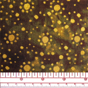 Brown/Gold Dot Burst 108'' W 100% Cotton Backing ¼ metre pieces