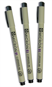 Pigma Micron Pen Set 3 Sizes Black 0.25, 0.35 and 0.45mm