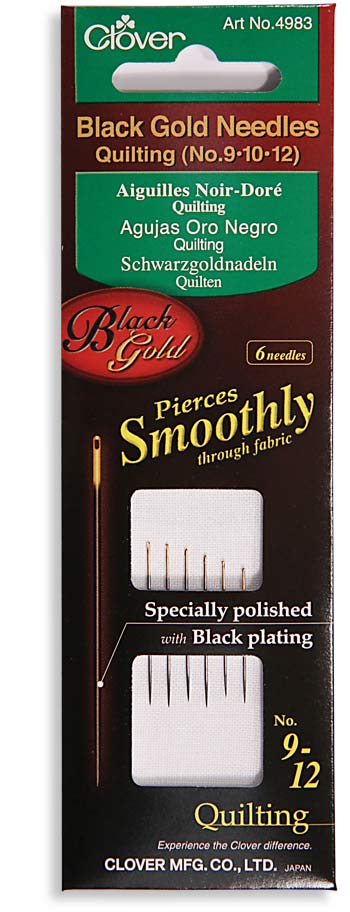 Black Clover Gold Quilting Needle Size 9, 10, 12 6ct (mixed pack) 