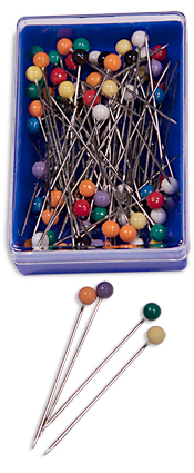 Plastic Coloured Heads Pins: Nickel - 38mm, 75pcs