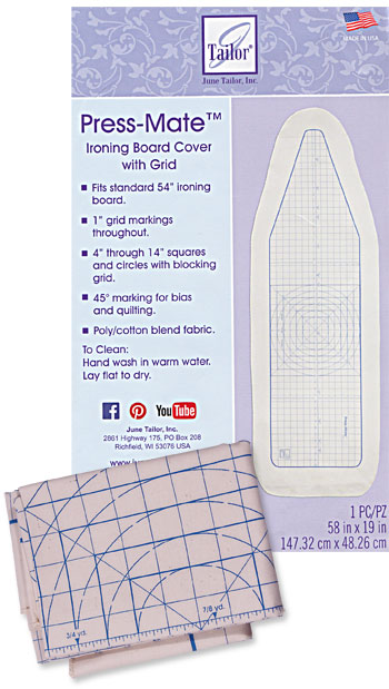 Press-Mate Ironing Board Cover with Grid  By June Tailor - Actual size 58