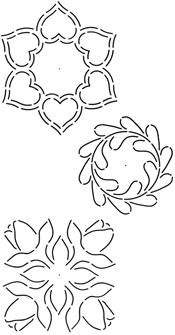 Quilting Stencil 5'' x 6'' Hearts/Feathers/Tulips Blocks (Continuous Line Design)